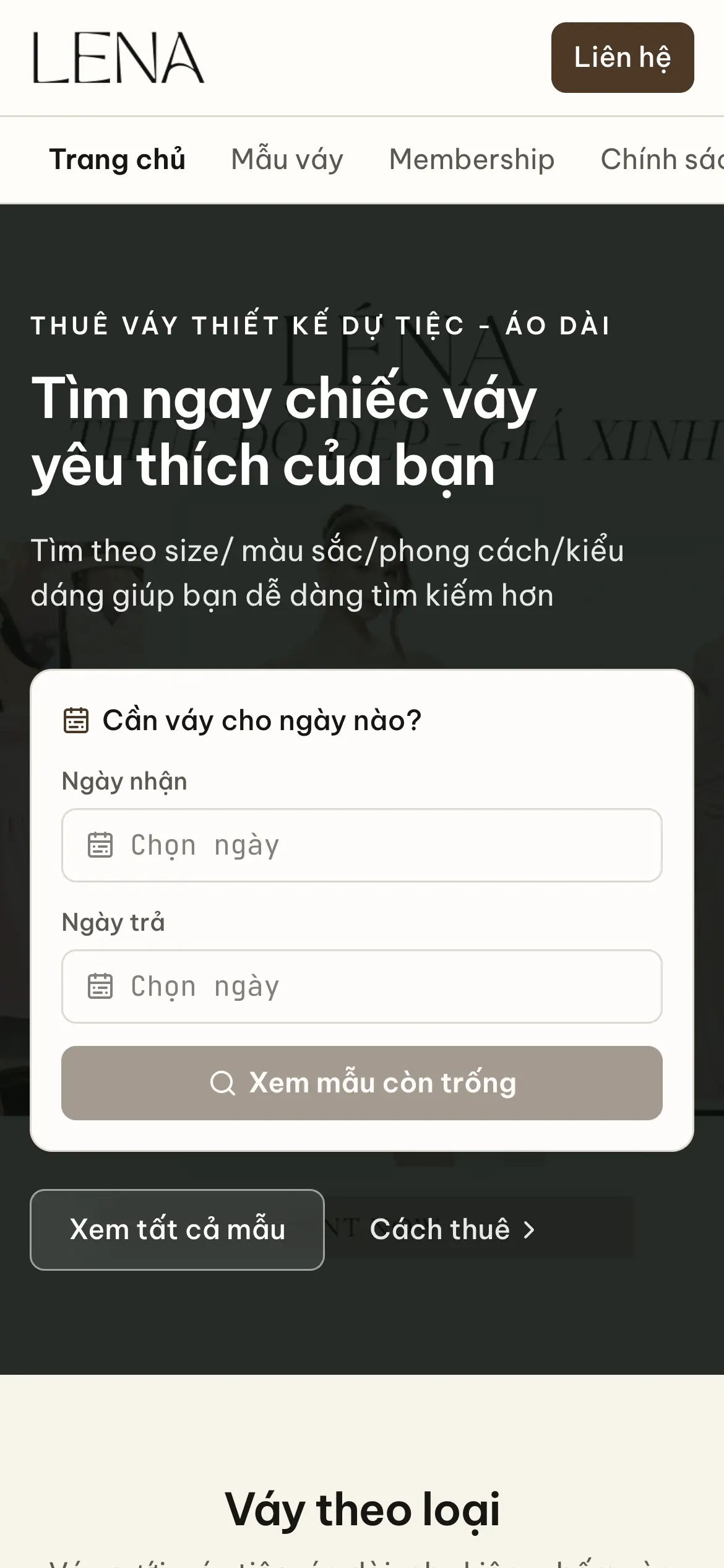 Ảnh mobile của LENA Bridal — Hệ thống quản lý cho thuê váy cưới