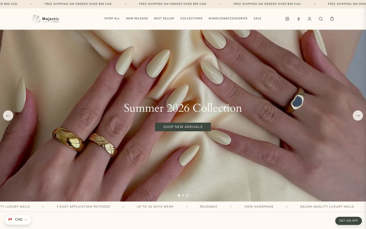 Majestic Nail Care — Storefront Shopify headless & CMS riêng